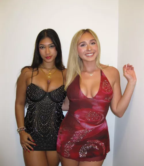 Busting out her dress