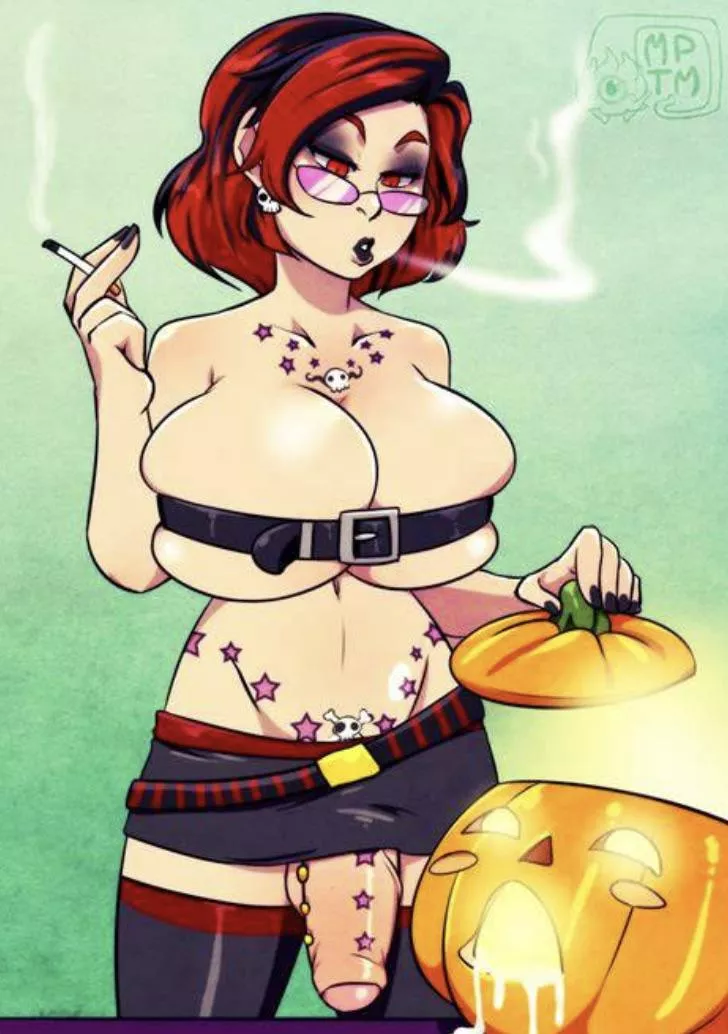 Goth futa on halloween