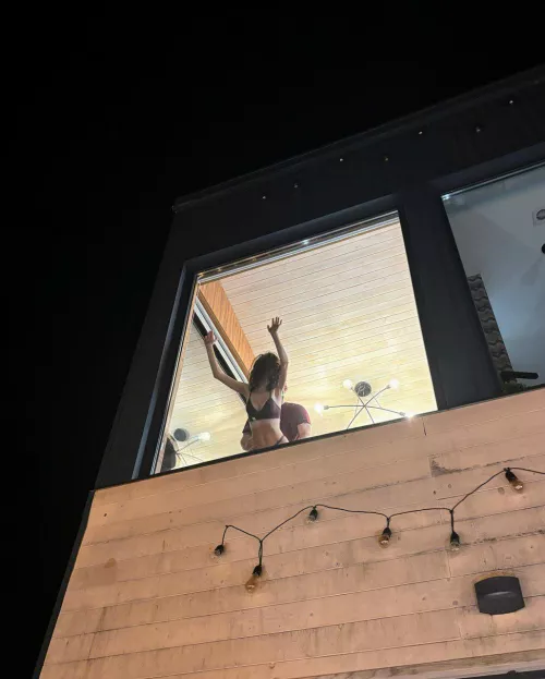 My husband has finished all the work earlier than usual, arrived home earlier and saw an interesting picture in the window of our house. You never know what surprise you might find at home if you're married to a Sexwife.