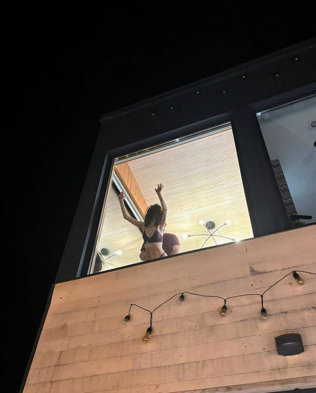 My husband has finished all the work earlier than usual, arrived home earlier and saw an interesting picture in the window of our house. You never know what surprise you might find at home if you're married to a Sexwife.