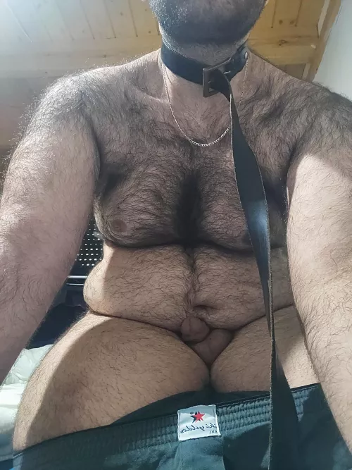 On my knees, collared, eagerly waiting to serve.