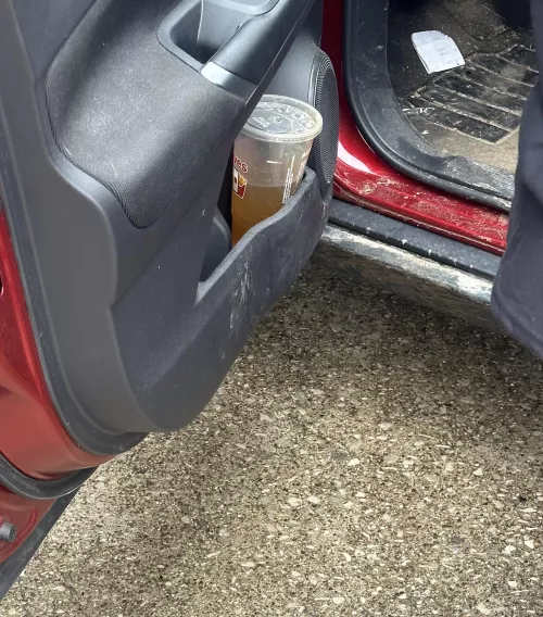 Piss cup in car