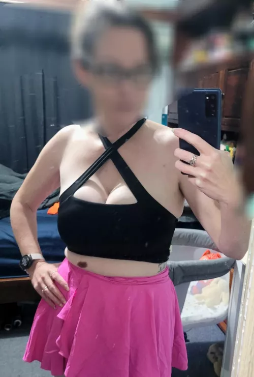 Short skirt and boob tube