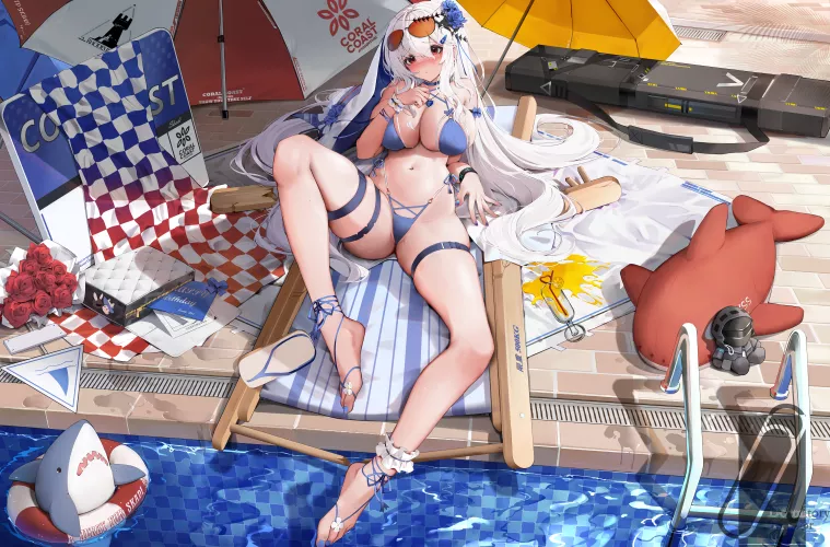 Skadi enjoys the beach alot