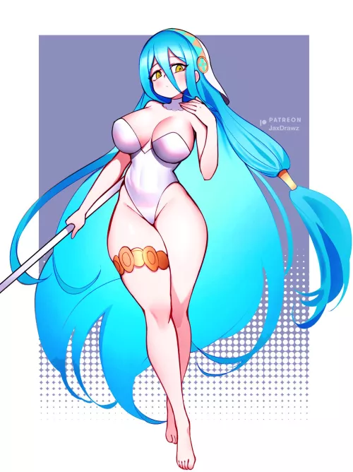 Azure wielding her trusty weapon