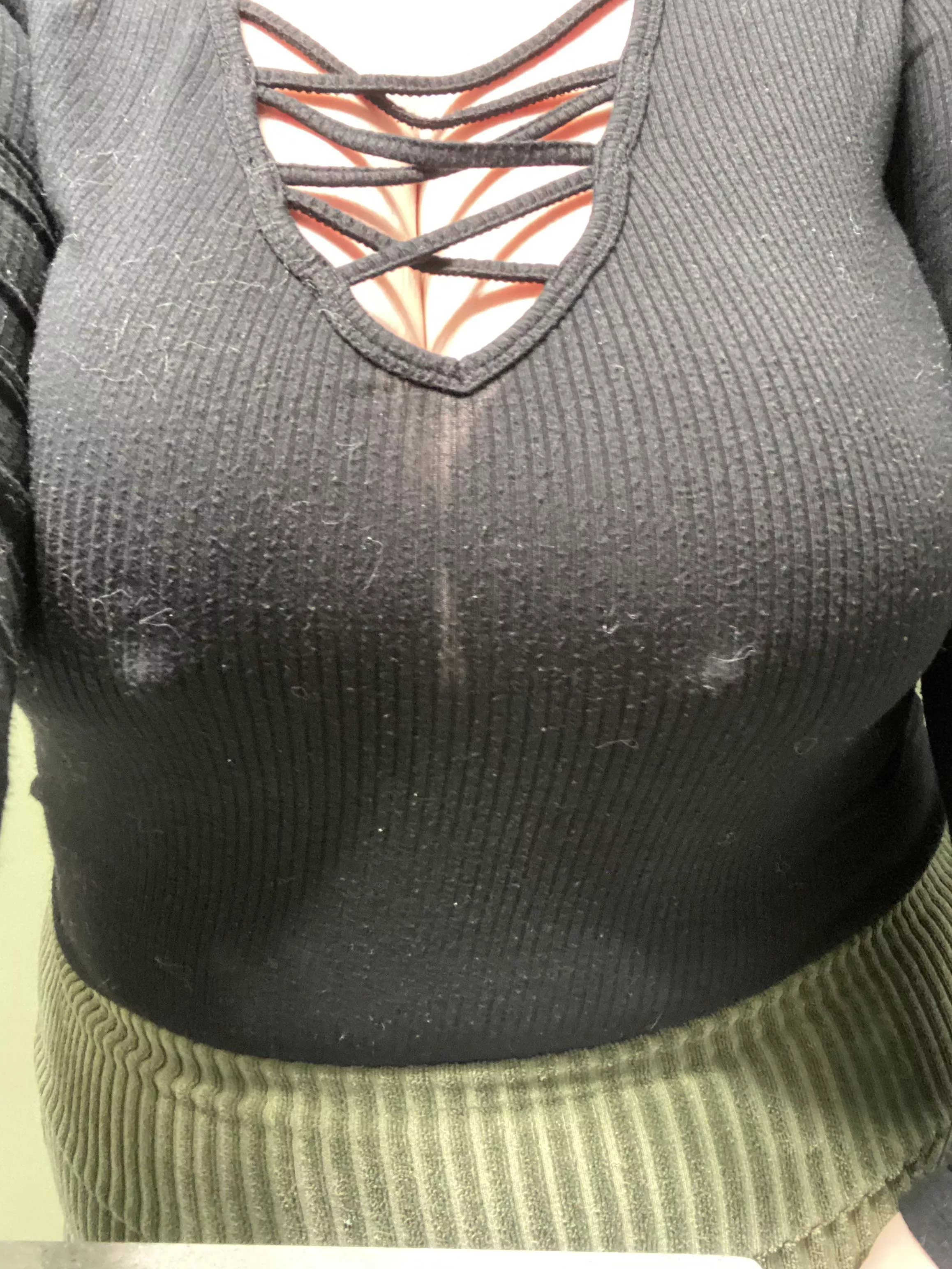 Didn’t wear a bra to dinner, is it noticeable?