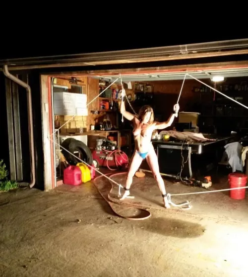garage play..letting the neighbors enjoy