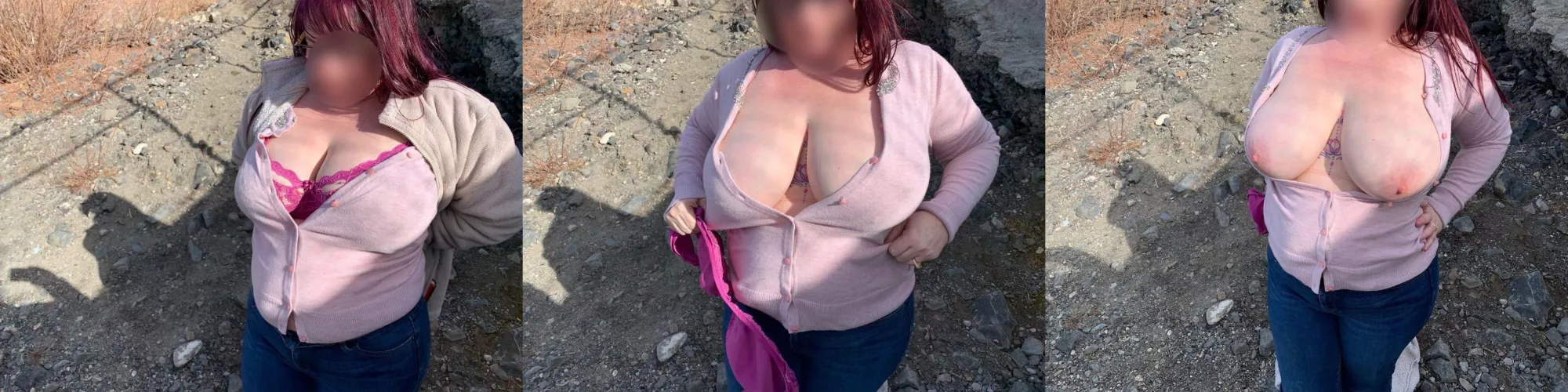 My wife creating a little downblouse view