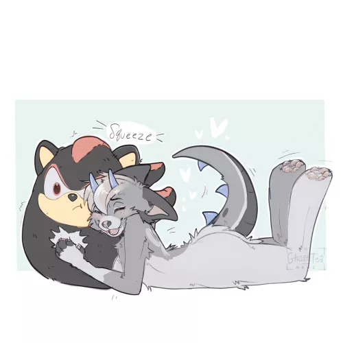 Personal art of my sona snuggling her fav plushie 🩵