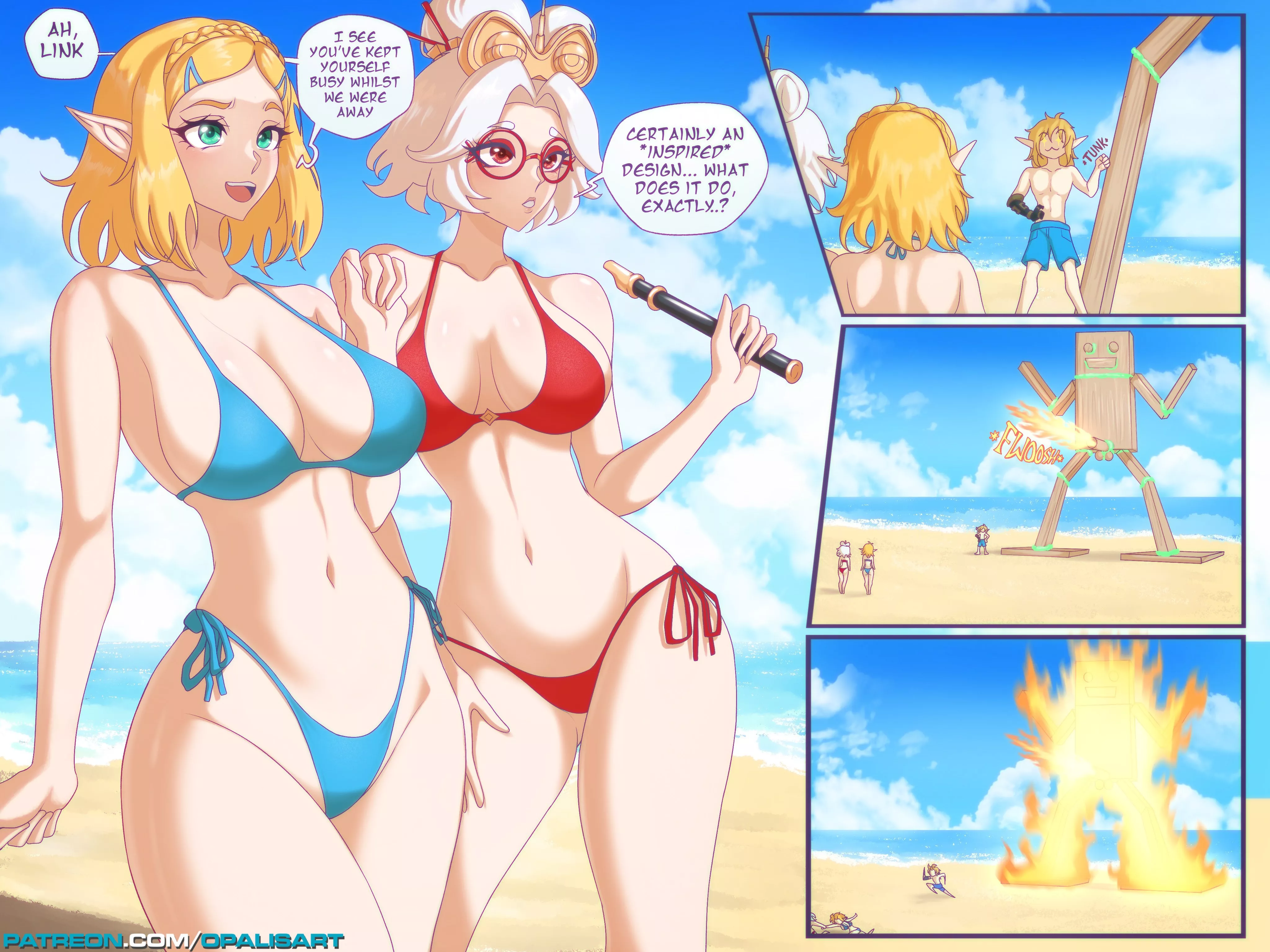 Zelda and Purah in tiny bikinis (Opalisart)