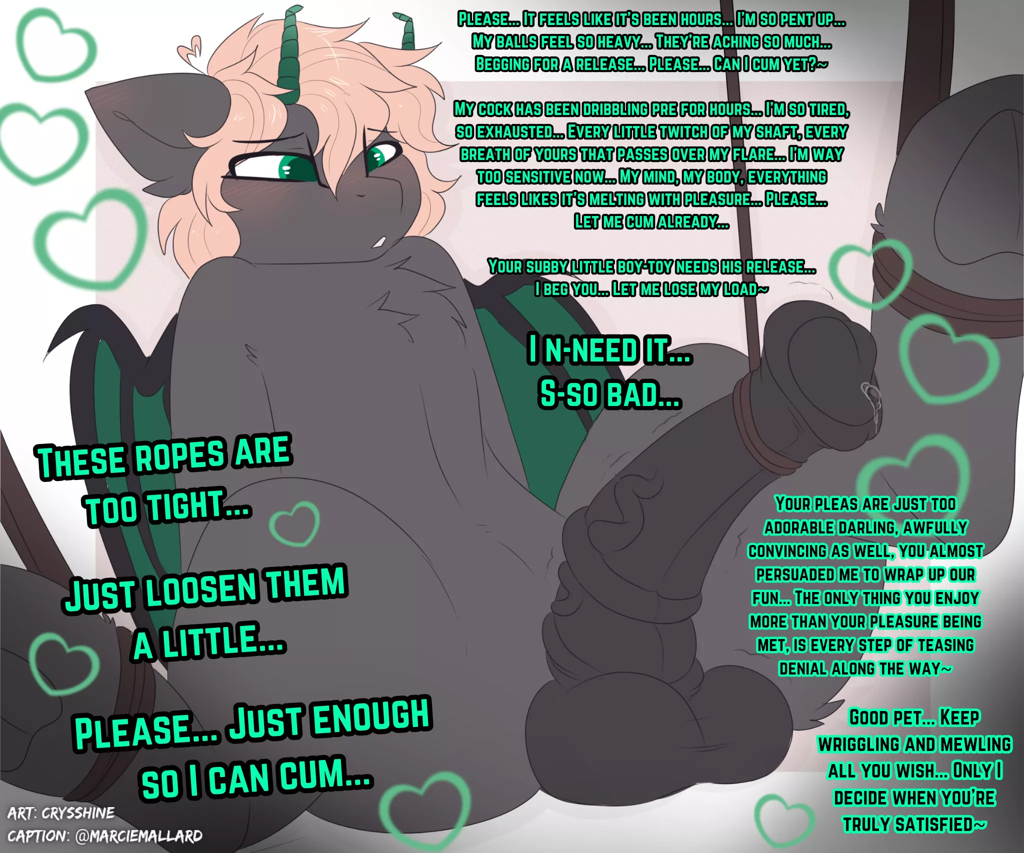 Be gentle with him~

[MLP] [Clop] [Bondage] [Equine Penis] [Quadruped] [Orgasm Denial] [Gay] [Credits in Caption]