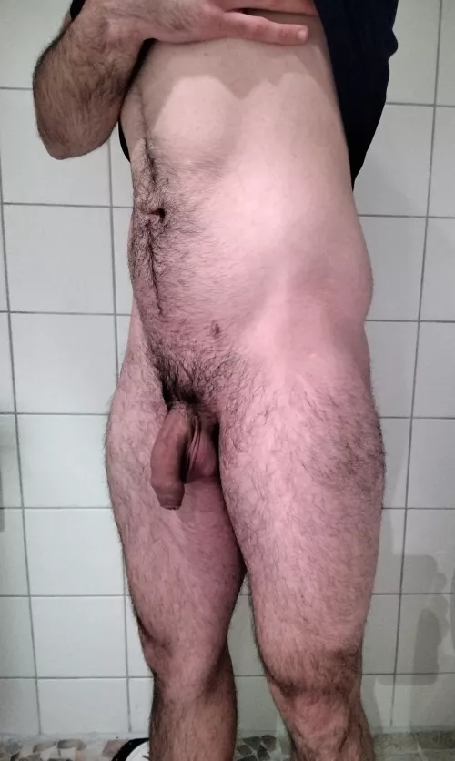 Checking my legs after the gym 