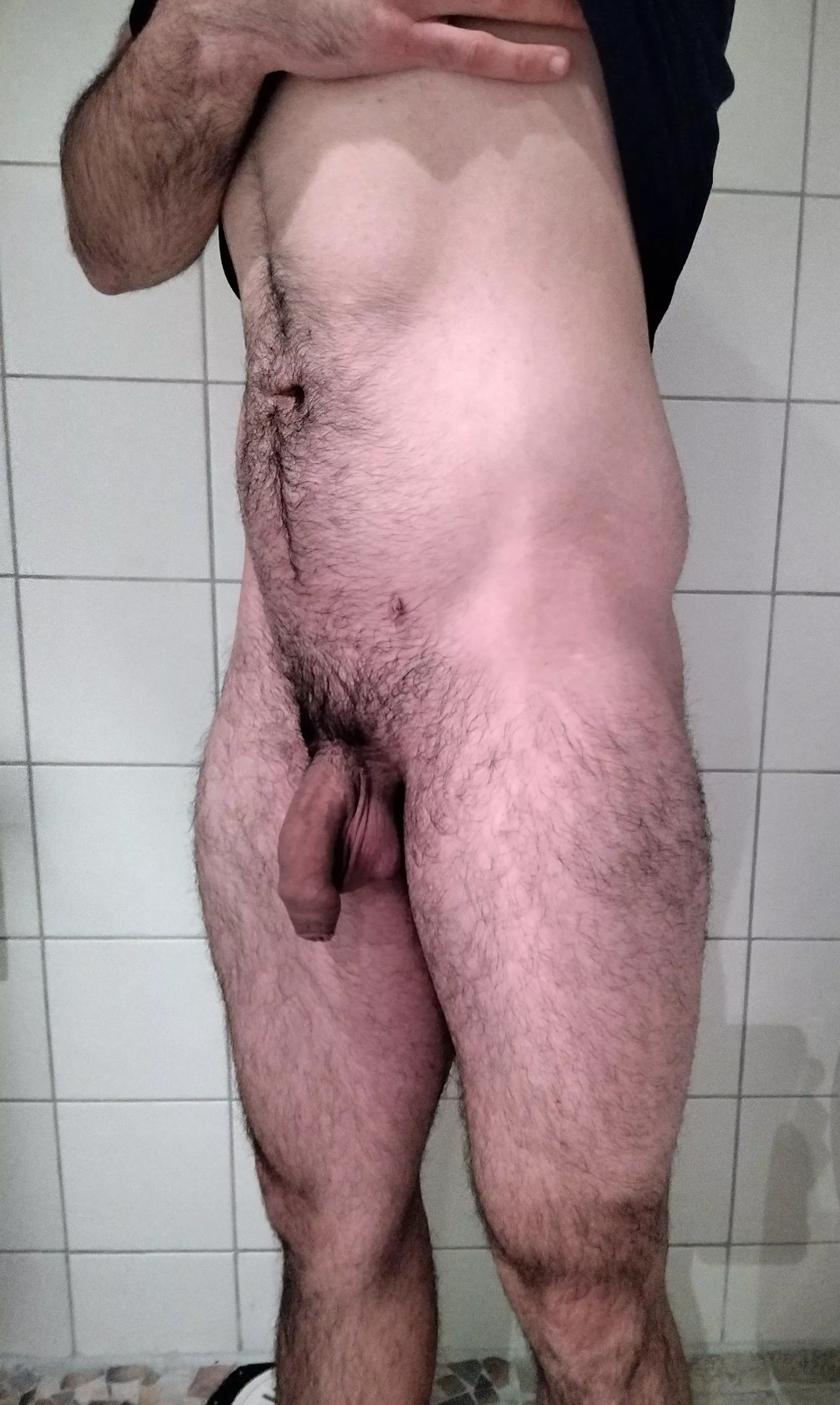 Checking my legs after the gym 