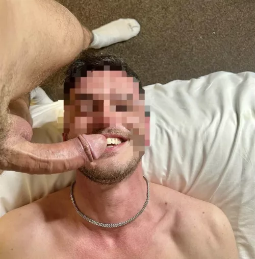 Here’s me after sucking cock for the first time and swallowing my buddy’s big load