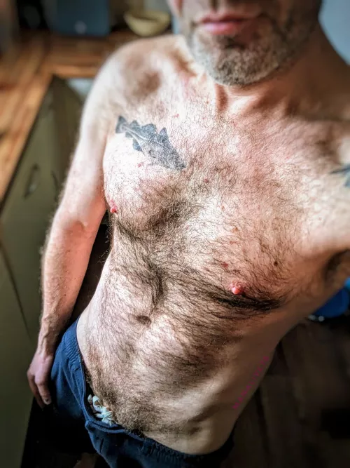 How do we feel about starting to silver chest hair? [46]
