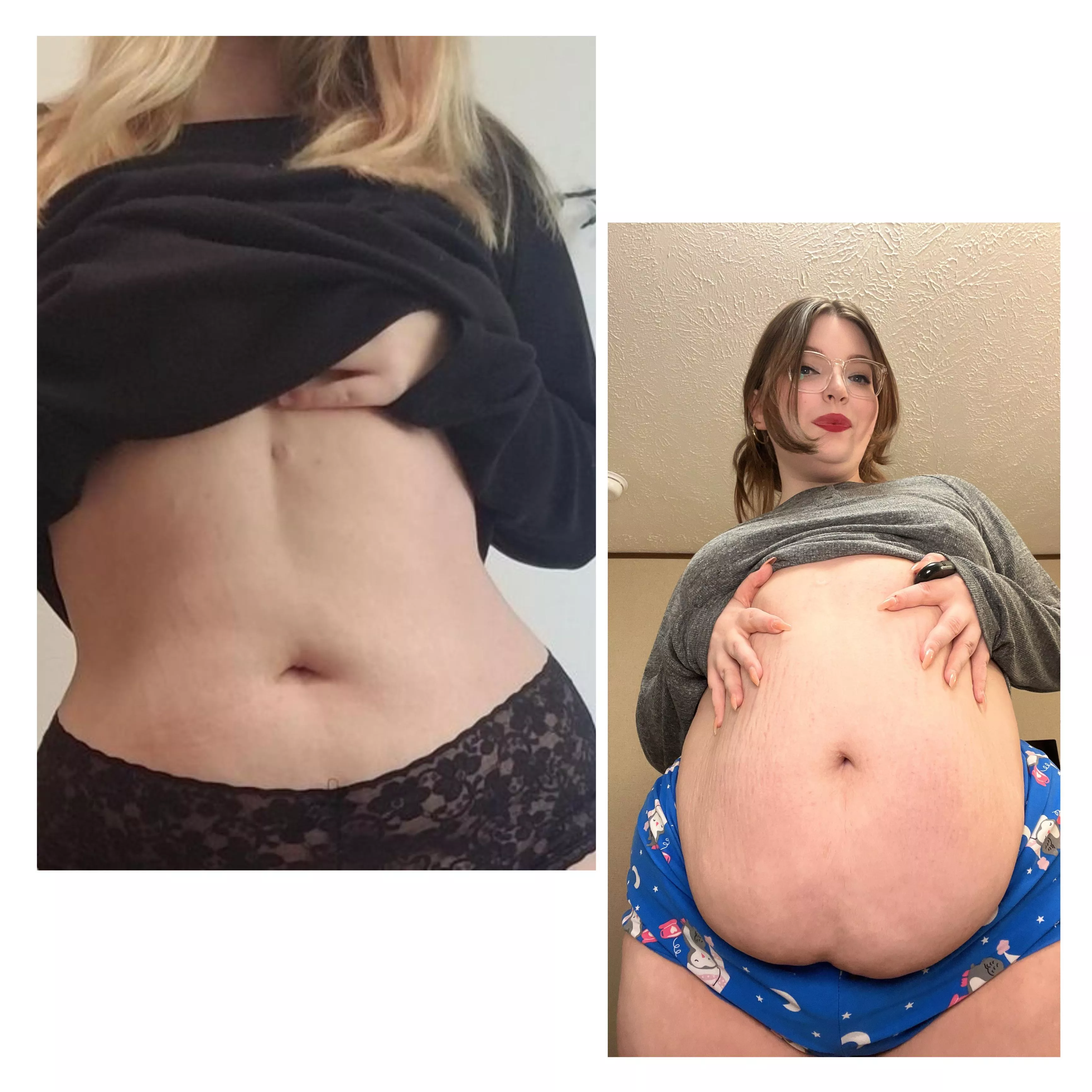 I really went from flat to fat 😝 which do you prefer? 👀