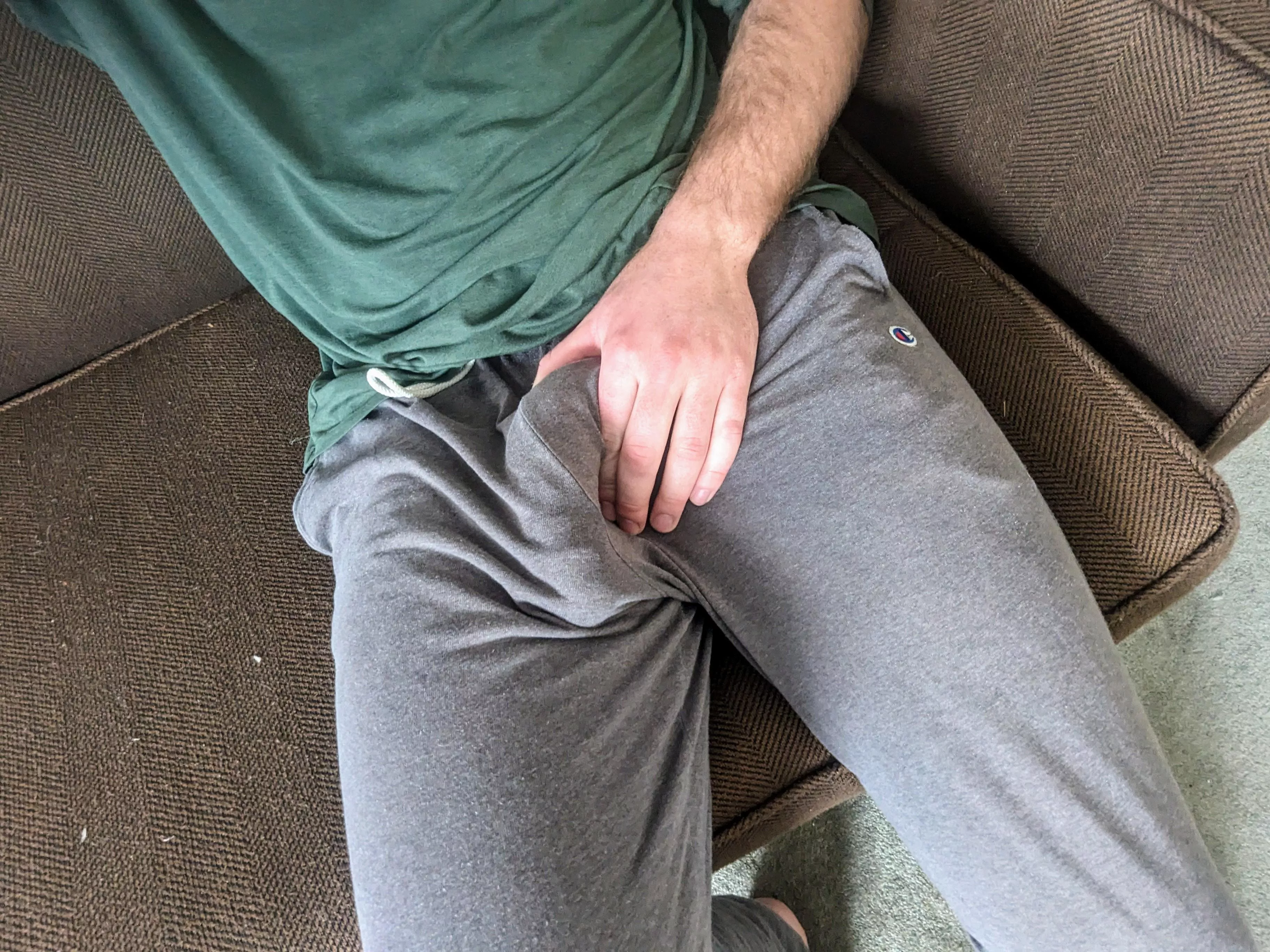 Nothing better than commando in grey sweatpants 