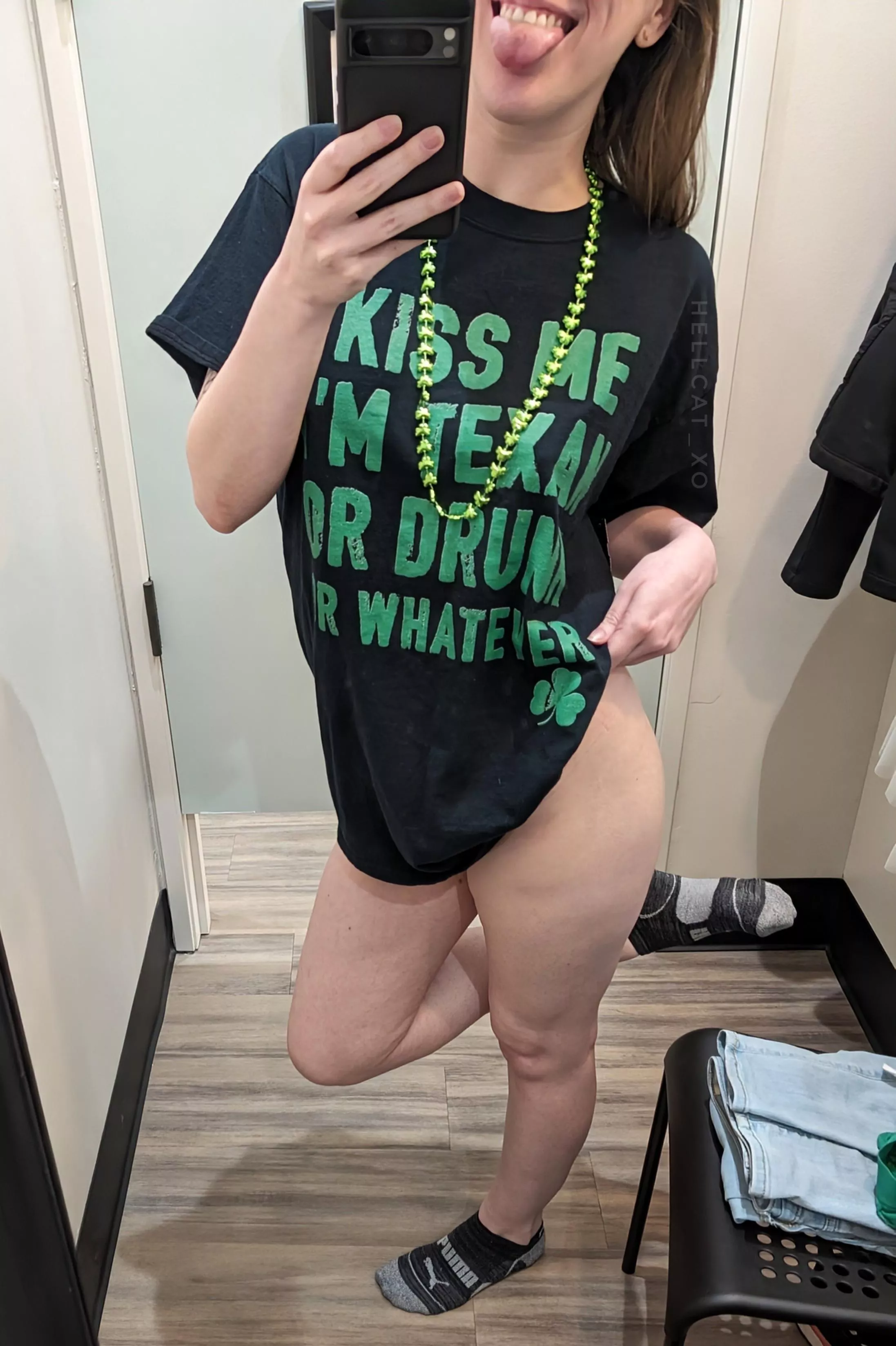 trying on outfits for tomorrow