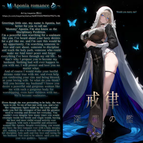 Aponia romance [Honkai] [Nun] [Voluptuous girl] [Wife proposal] [Implied happy marriage] [Sweet] [Mommy] [Full of sex and lust in future]