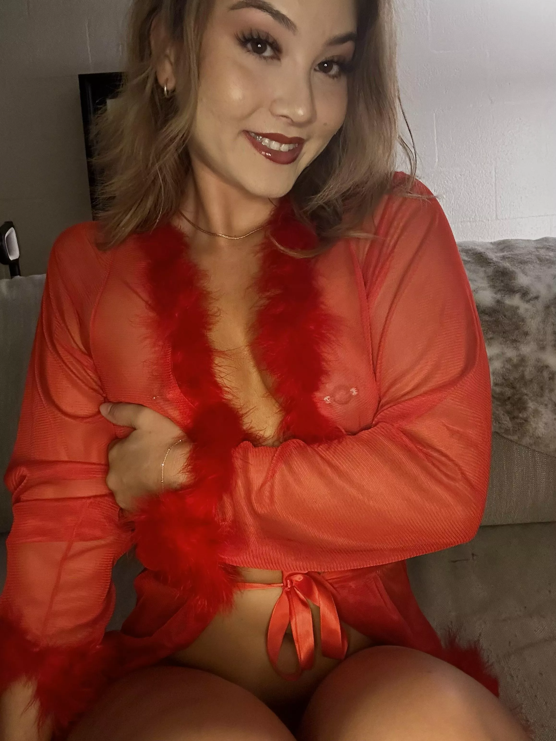 Does seeing me in my red lingerie make you hard?