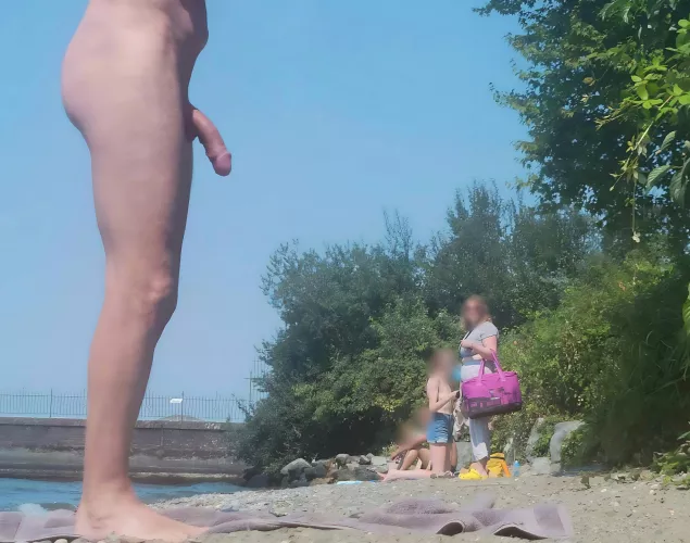 I think she noticed?? beach cfnm