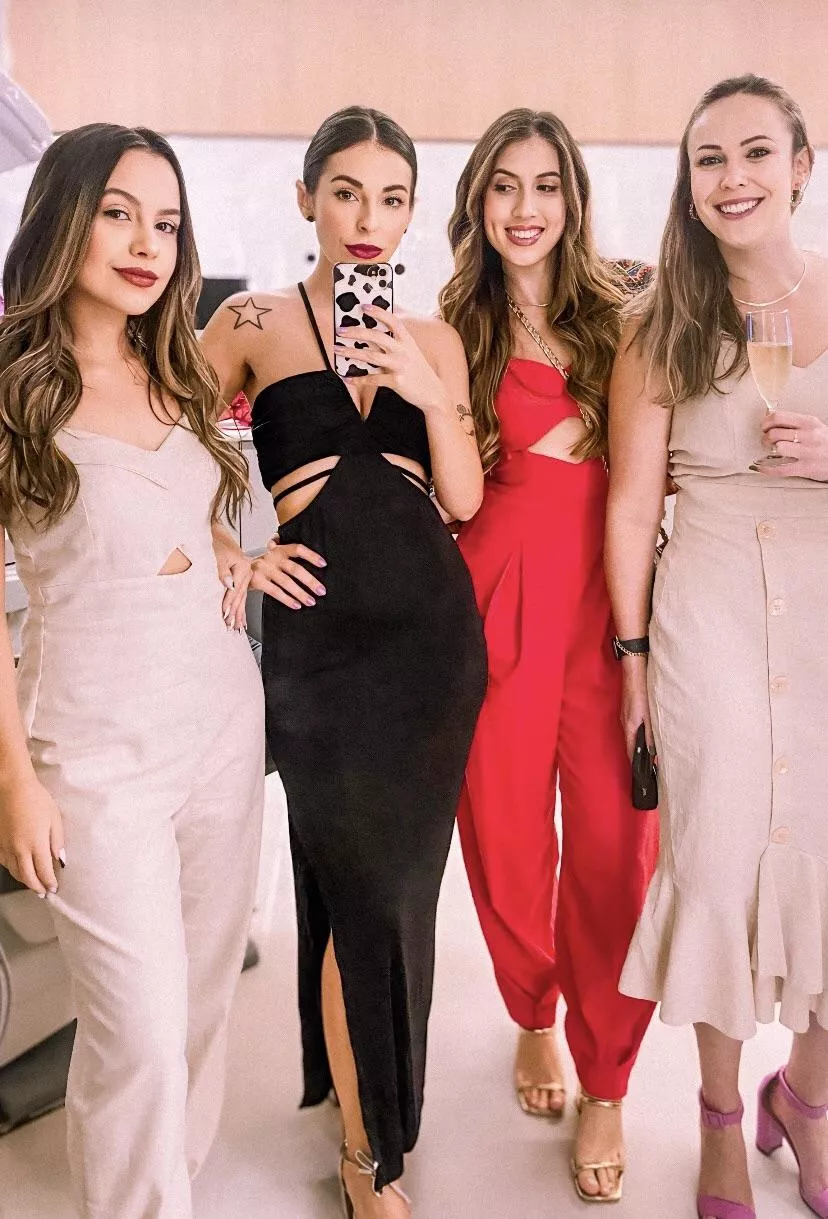 A group of friends getting ready