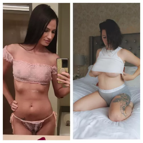 Before and after 445 CC implants and about 30lbs later