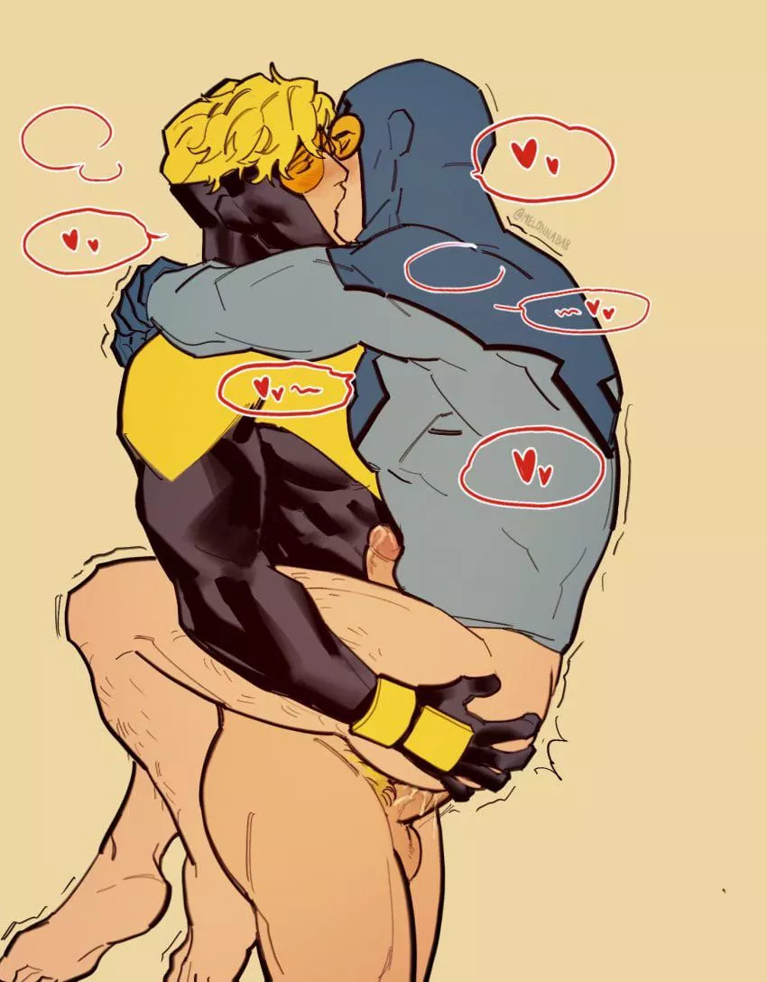 Booster Gold and Blue Beetle being very close pals (Melonnabar)