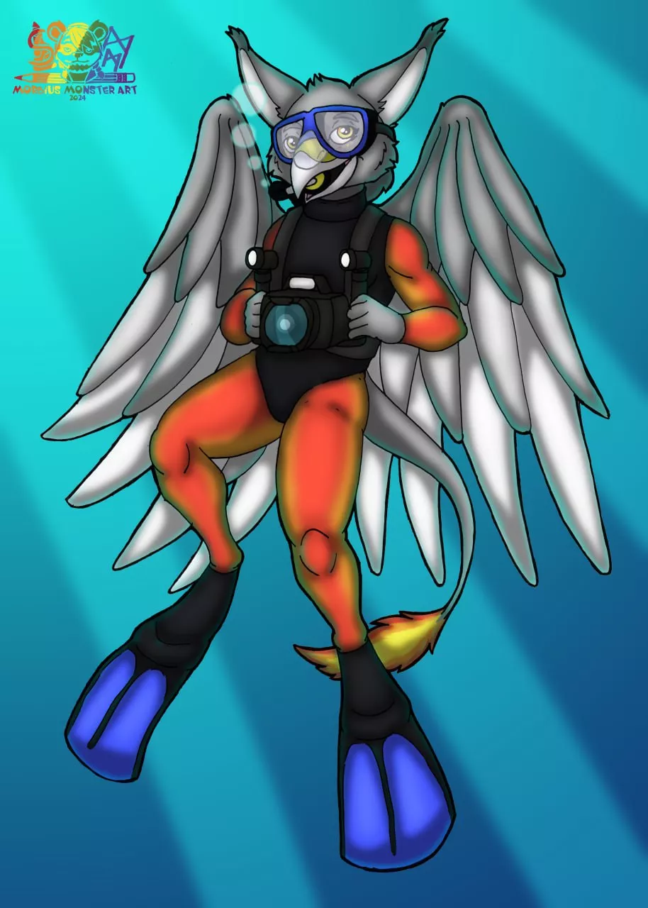 Ever seen a scuba diving gryphon before? This one courtesy of Aires Gryphon on FA.