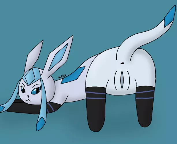 [F] (OC) Thick ass Glaceon in black thigh highs presenting her pussy ;3