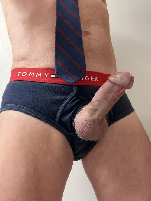 Happy Friday guys! Do you think my tie and brief combination go with my Daddycock?