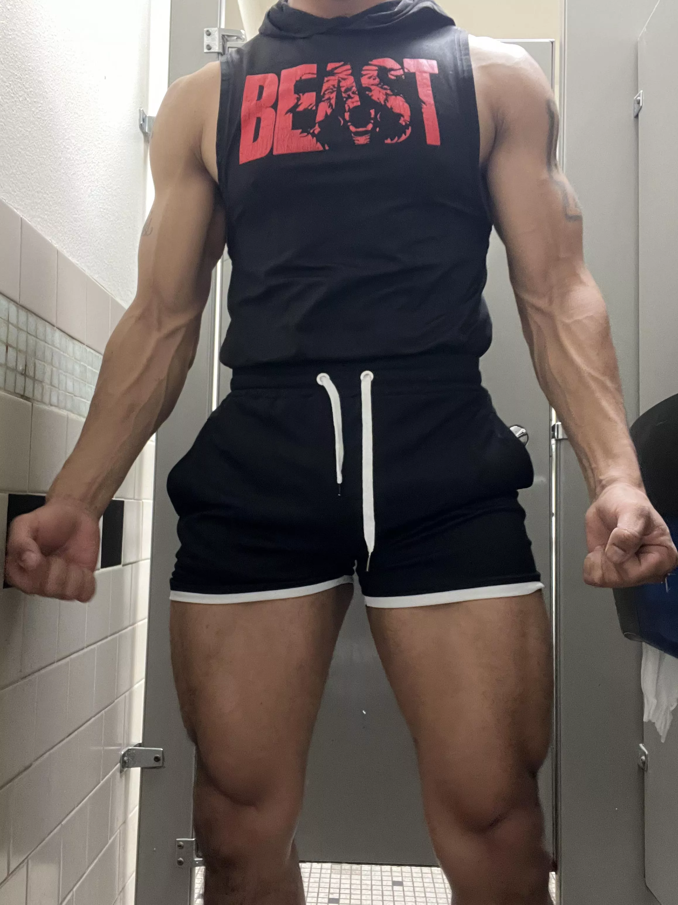 Help me change out of my gym clothes. 