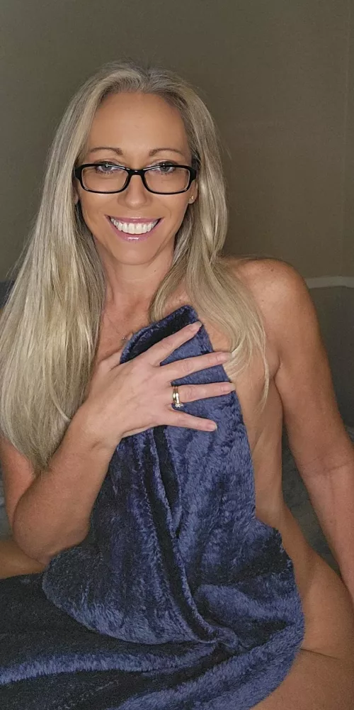 How about a blue blanket with a naked blonde and a smile? (51F)
