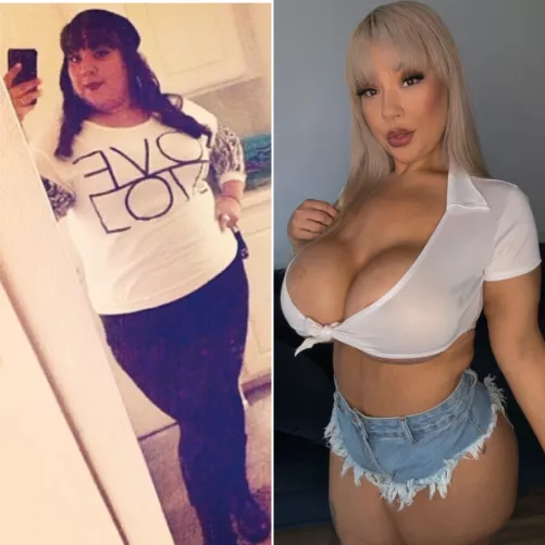 I love wearing slutty, skimpy clothes to show off my bimbo body [oc] 