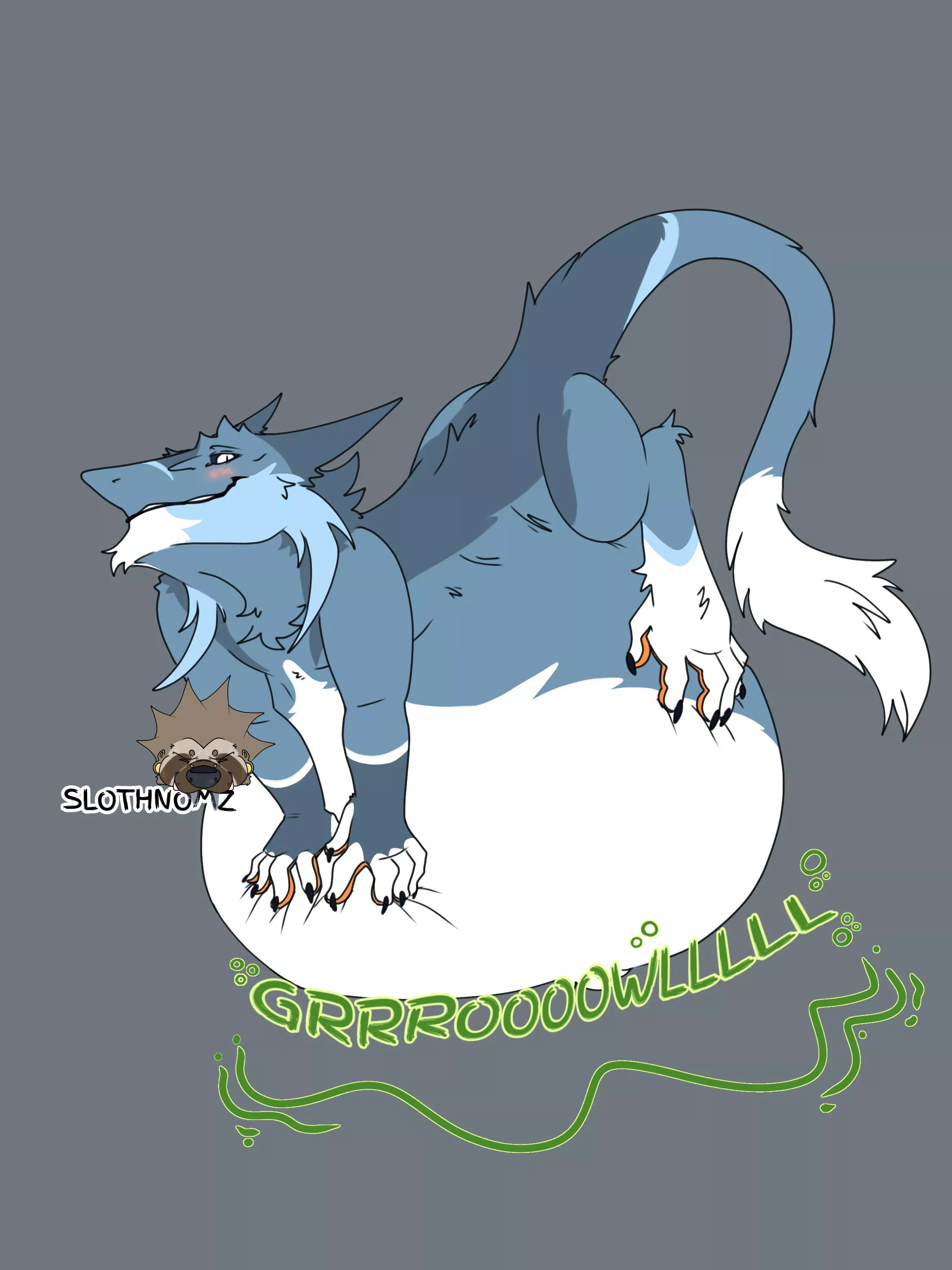 {image} “Stuffed sergal.” [ Art By Me, SLOTHNOMZ ] [ Size Difference / Large Prey ]