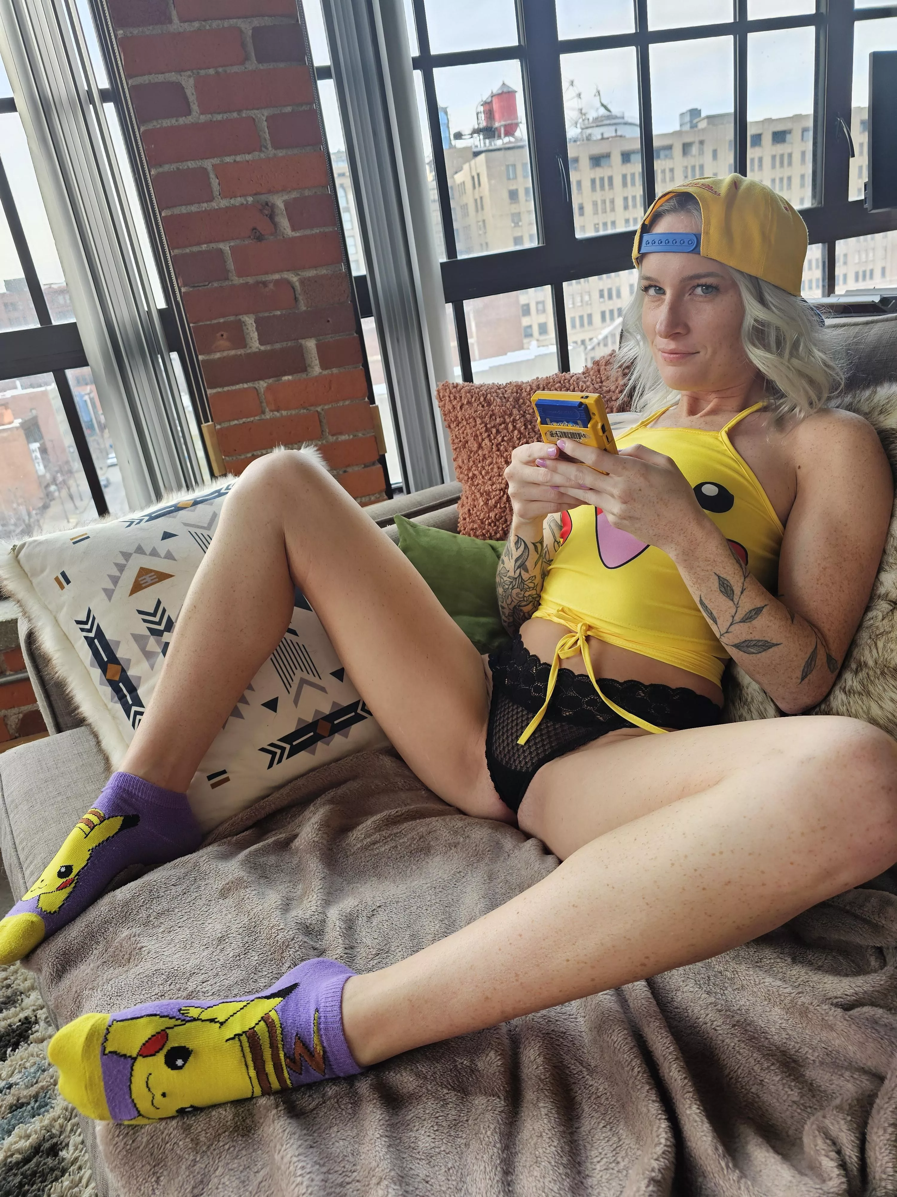 Just Gameboying in my Pikachu socks