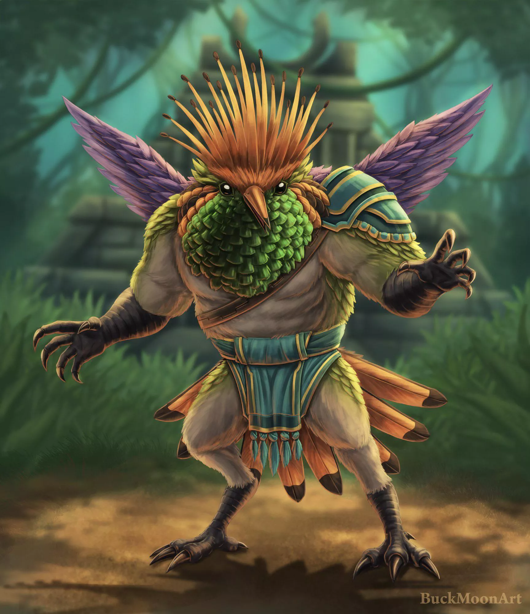 Quetzal, the Rufous Crested Coquette Barbarian! (Art by Me)