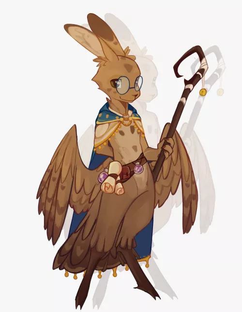 rabbit half bird! (adopt) (art by me)
