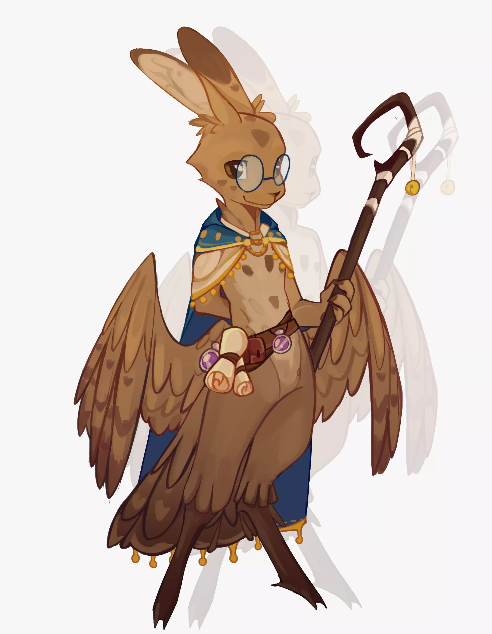 rabbit half bird! (adopt) (art by me)
