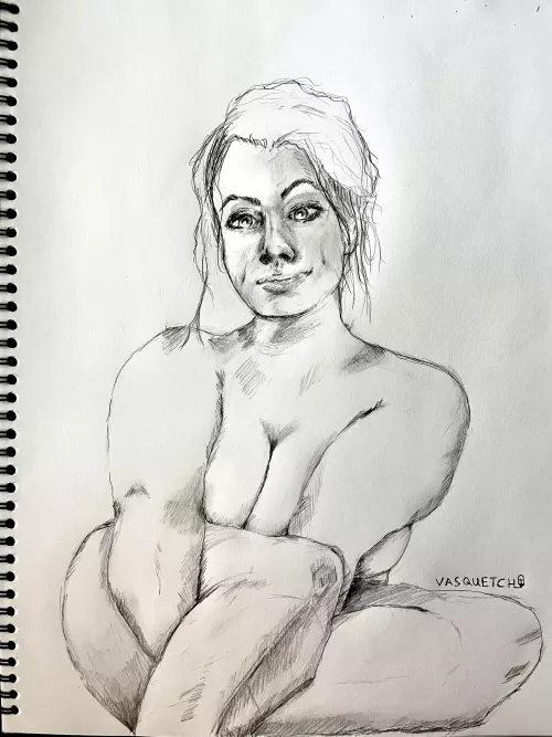 Short Woman Sitting - sketch by me 
