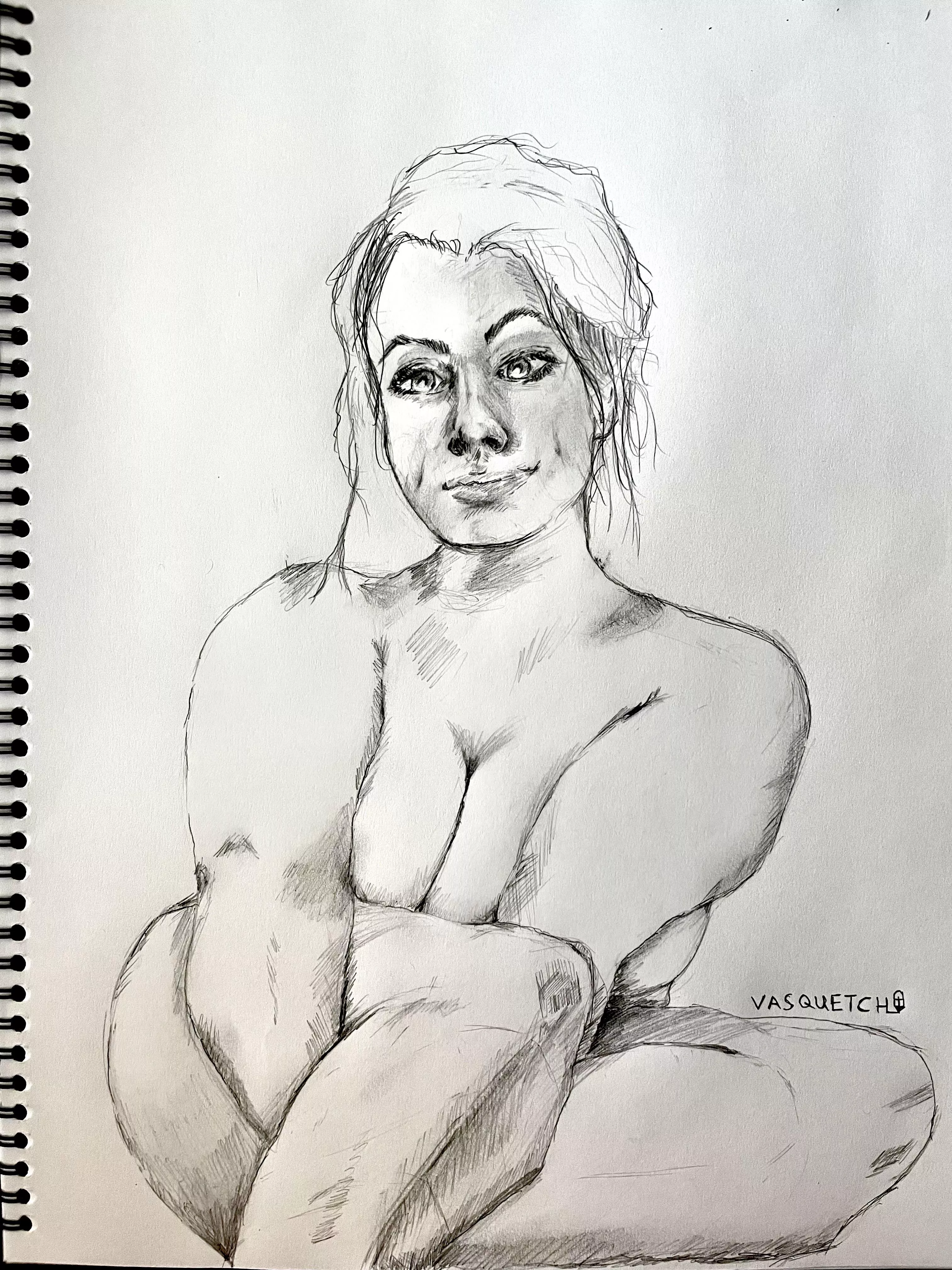 Short Woman Sitting - sketch by me 