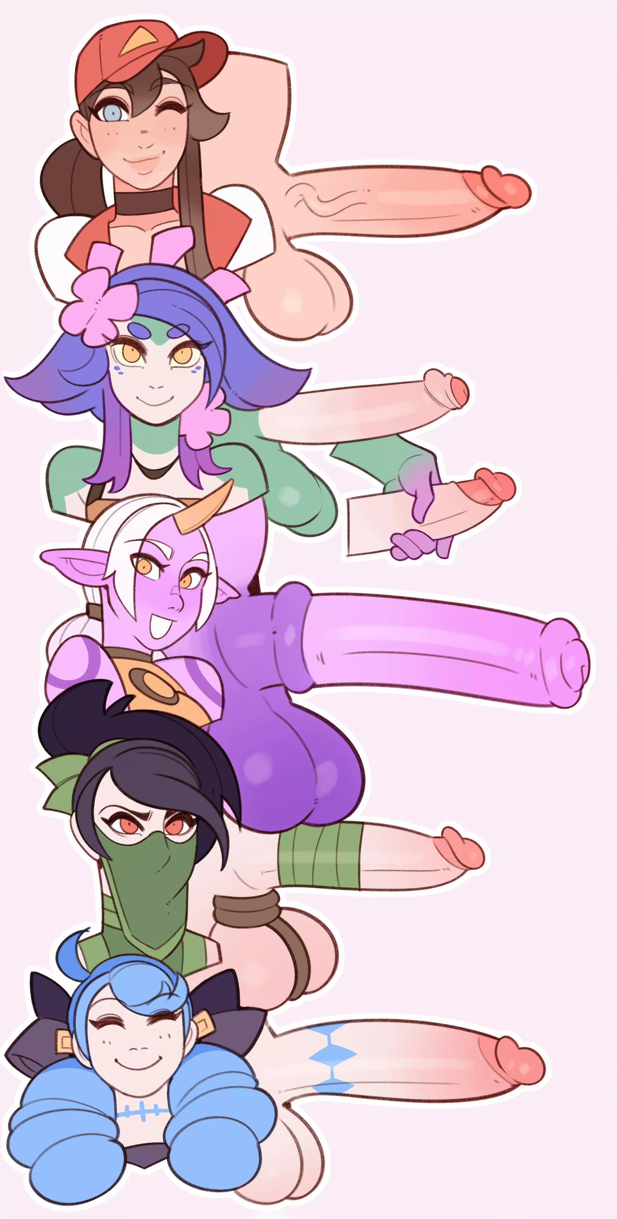 Size comparission. (Sivir, Neeko, Soraka, Akali and Gwen)(SplashBrush)
