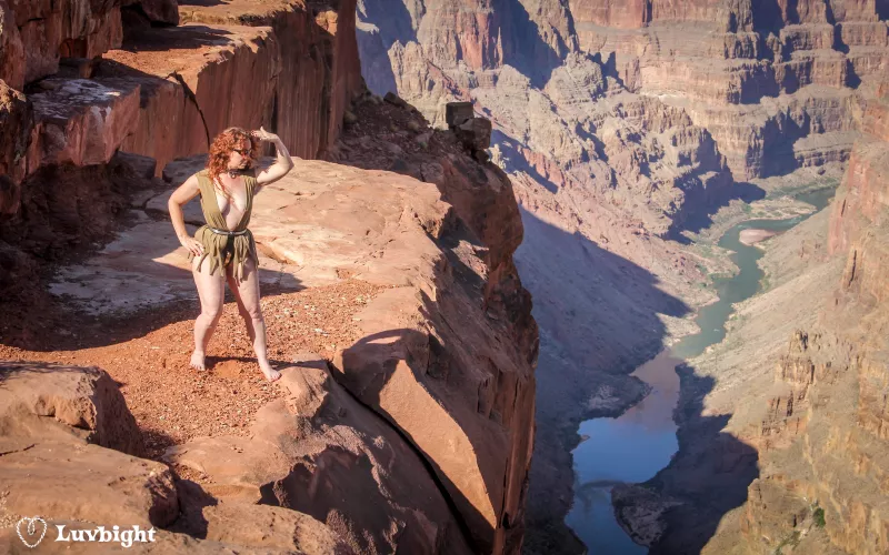 The Apocalypsy is stymied in her travels by the Grand Canyon (2013). The Apocalypsy is my fantasy story of a young woman trapped in a chastity belt during the Apocalypse. She travels the wastelands in a vain search for a locksmith.