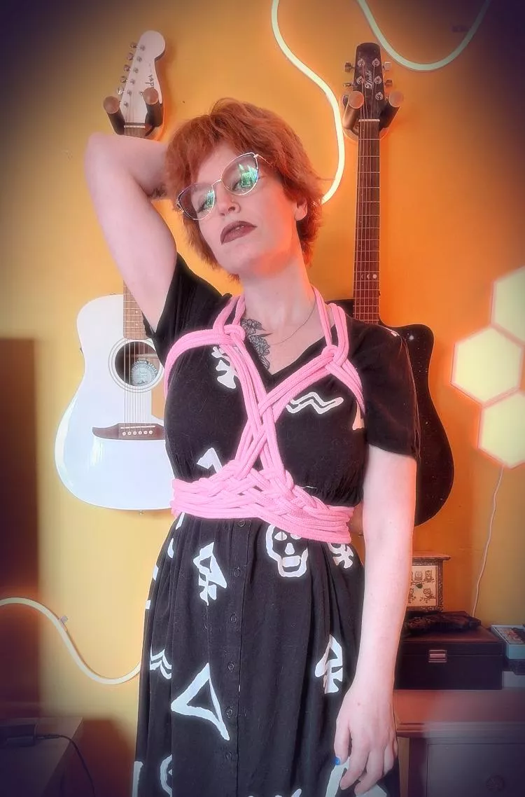 When a dress no longer fits a smaller body, use some rope to bring it back to life