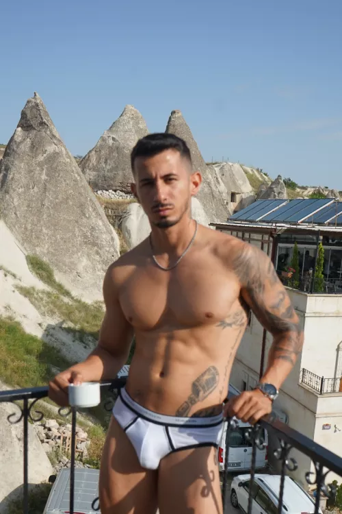 Drinking coffee with a nice view right?