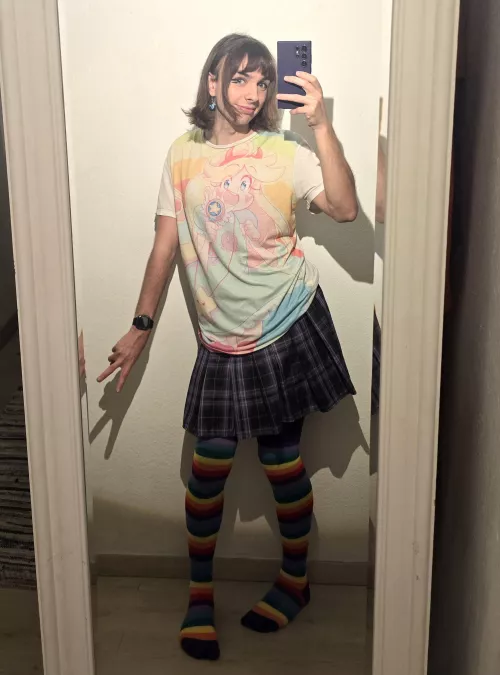 Going to a bday party :D (I'm a rainbow 🌈 :3)