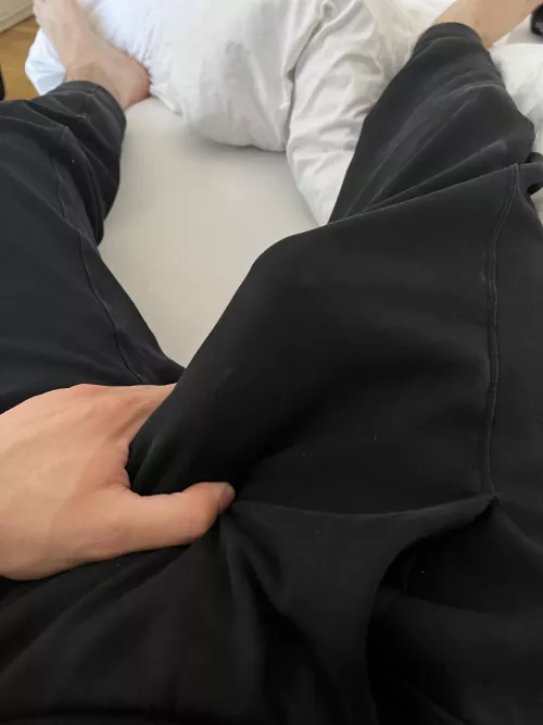 he wakes up before the rest of my body does