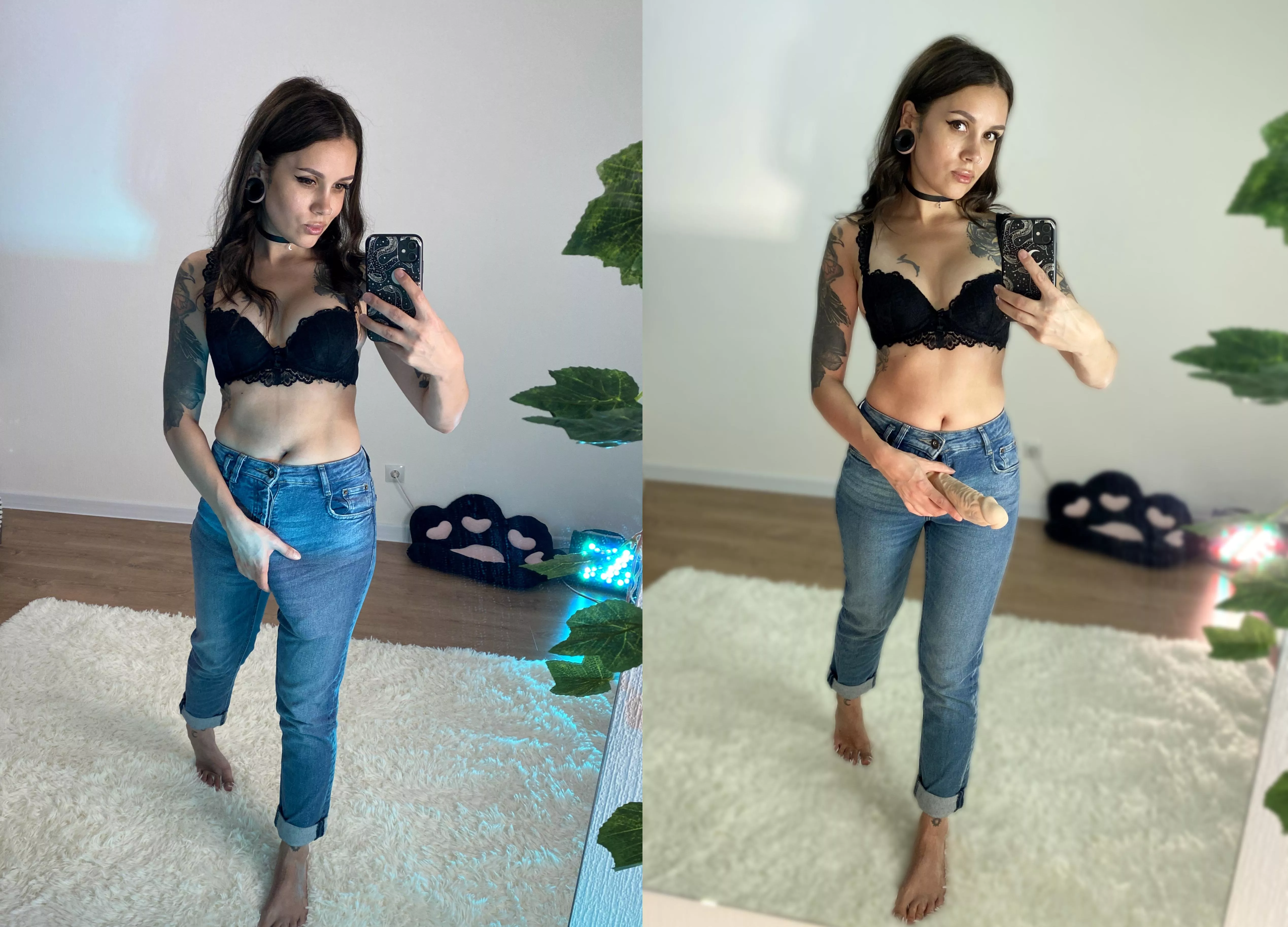 I was able to stuff it into my jeans. Now we need to understand whether it will be possible to stuff it up your ass, slave