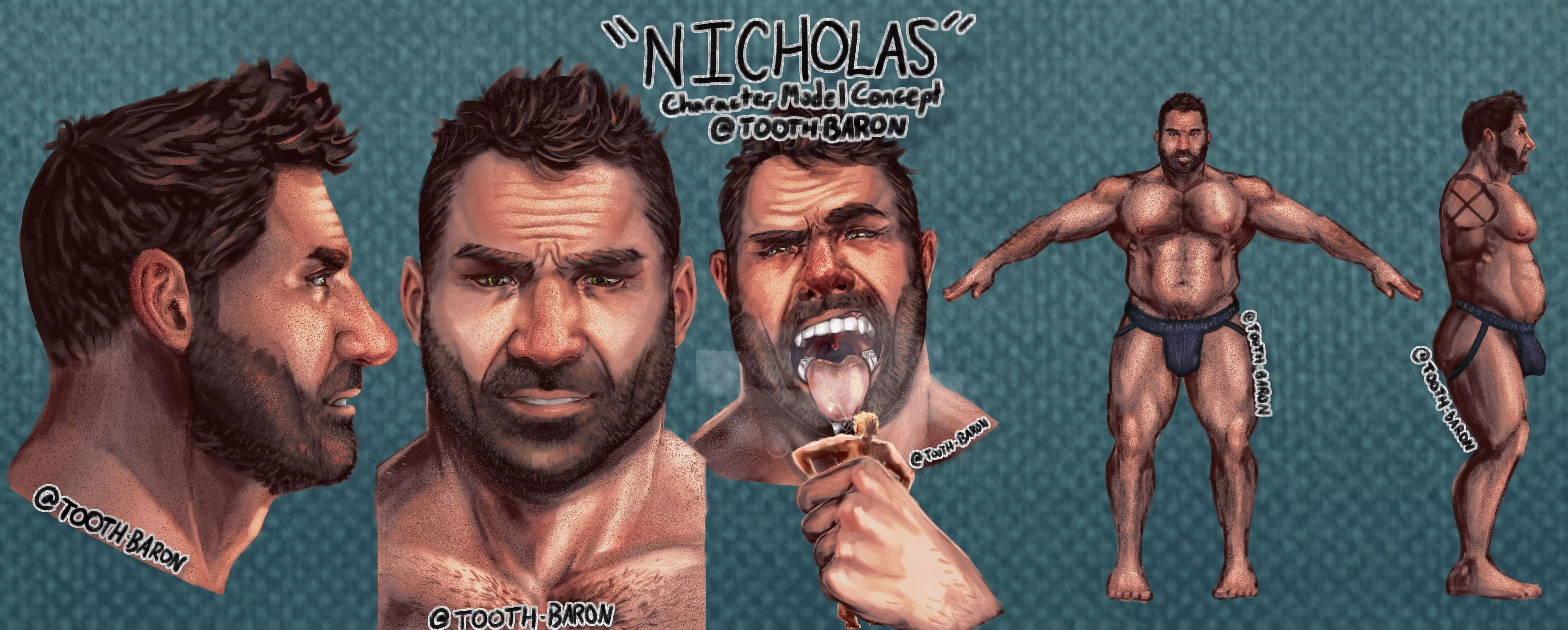 {image} Pred Vore Model Design by Tooth-Baron! {M/M} {OC} {Model Reference Sheet} {G/T} {Giant Pred} {Tiny Prey} {Human Pred}