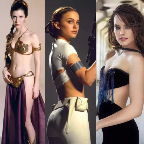 The trio (natalie portman, carrie fisher, daisy ridley)